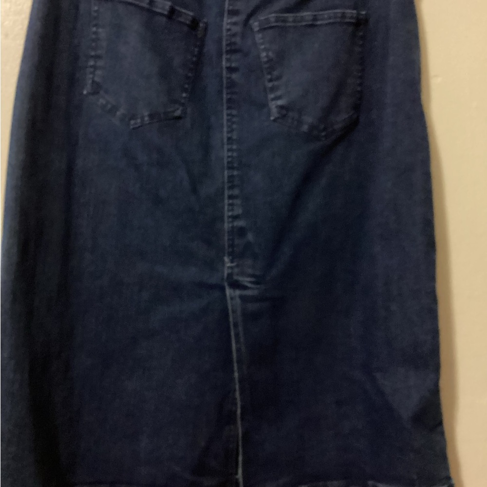 Woman Within 5 pocket Classic Denim Skirt 12 W …Stretch band around waist - Picture 4 of 8